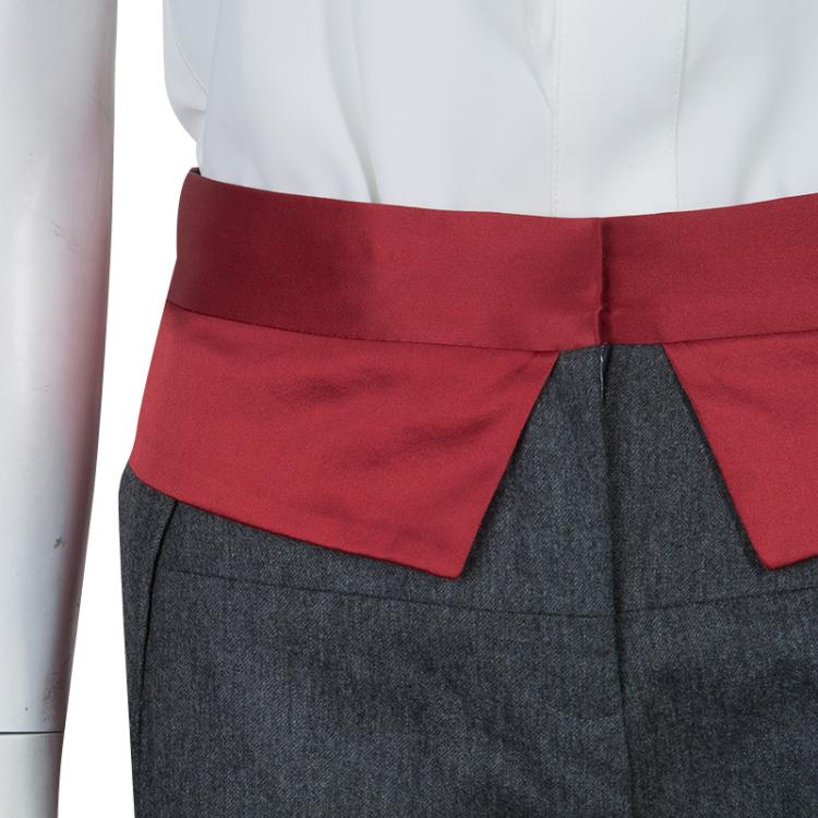 Pre Owned Prabal Gurung Grey Wool Trousers M