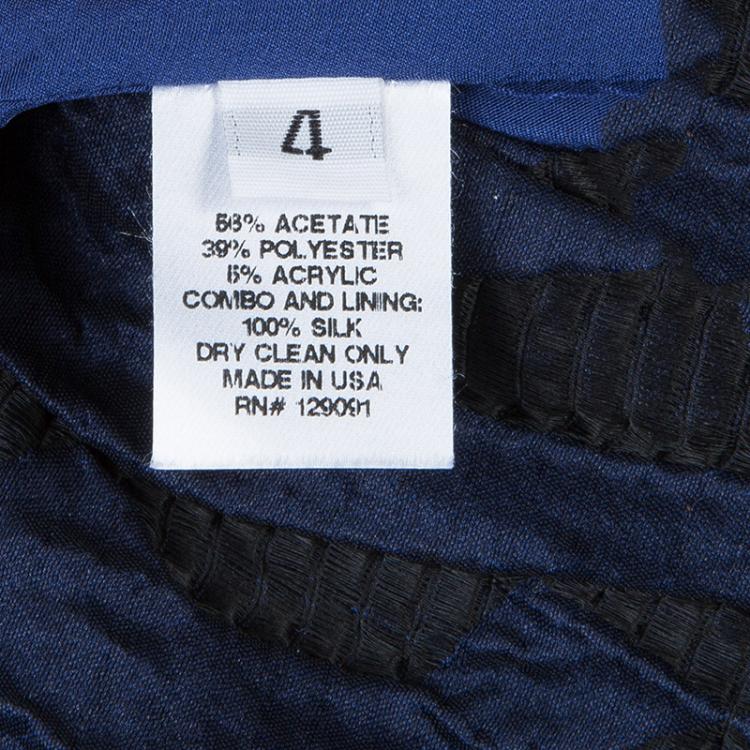 Pre Owned Prabal Gurung Navy Blue Textured Ruffle Bottom Asymmetric Skirt S