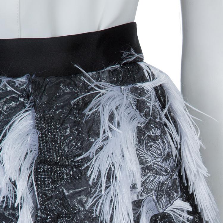 مملوكة مسبقًا Prabal Gurung Grey Fringe Detail Skirt M