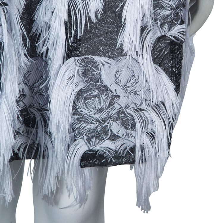 مملوكة مسبقًا Prabal Gurung Grey Fringe Detail Skirt M