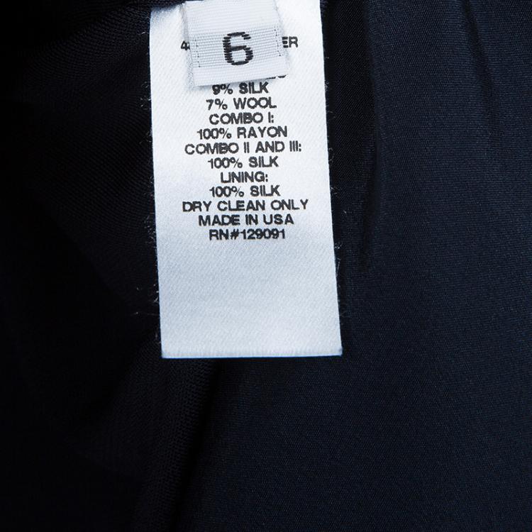 Pre Owned Prabal Gurung Navy Blue Brocade Detail Dress M