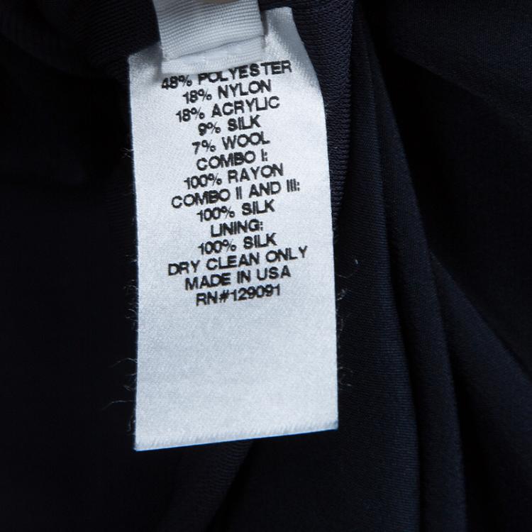 Pre Owned Prabal Gurung Navy Blue Brocade Detail Dress M