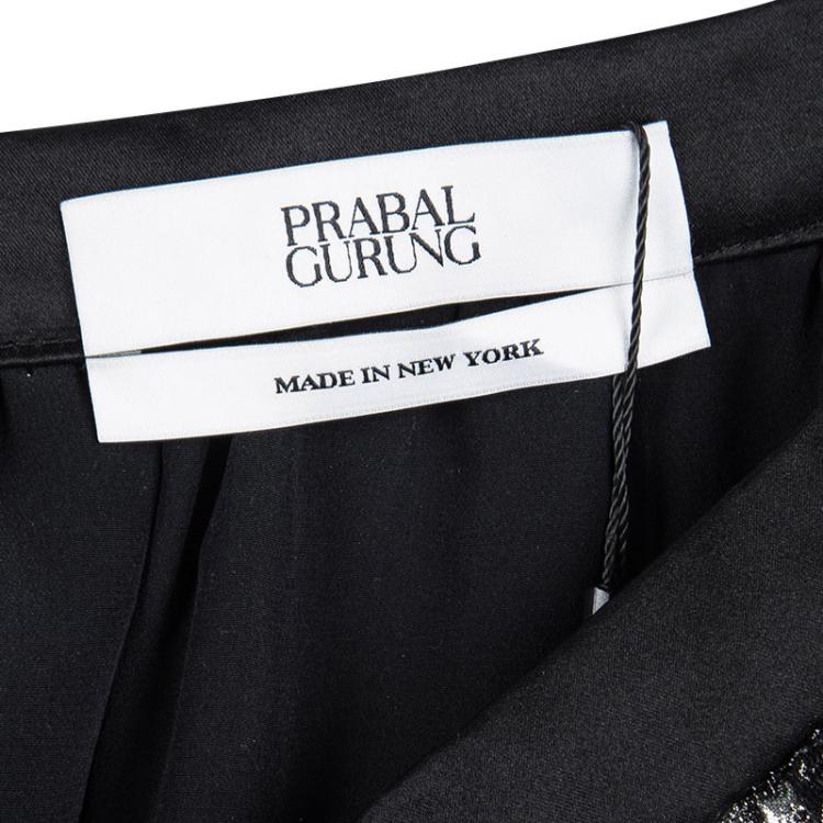 Pre Owned Prabal Gurung Black Metallic Floral Textured Maxi Skirt M