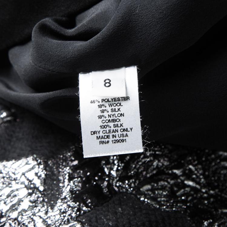 Pre Owned Prabal Gurung Black Metallic Floral Textured Maxi Skirt M