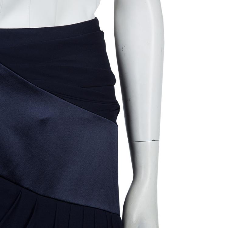 Pre Owned Prabal Gurung Black Chiffon Draped Asymmetric Skirt M