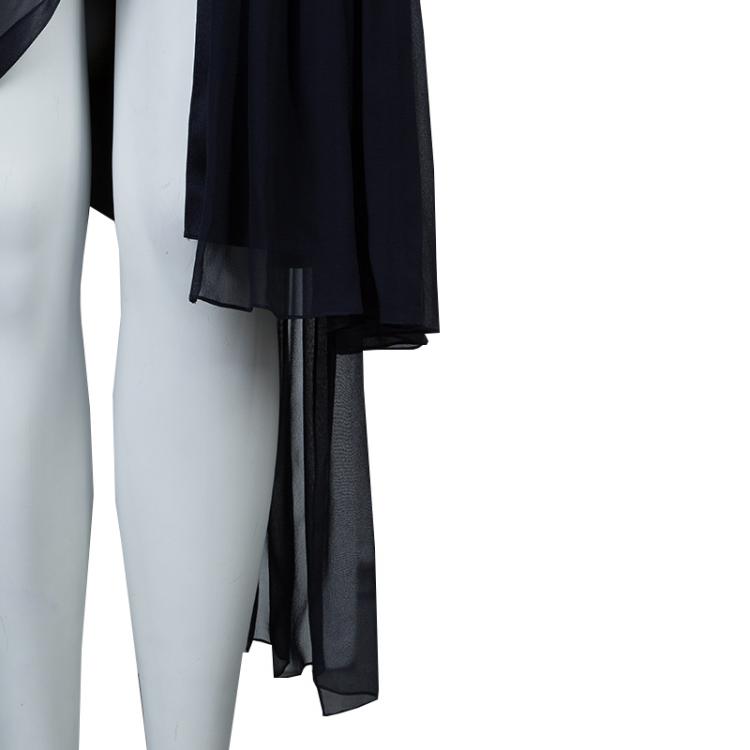 Pre Owned Prabal Gurung Black Chiffon Draped Asymmetric Skirt M