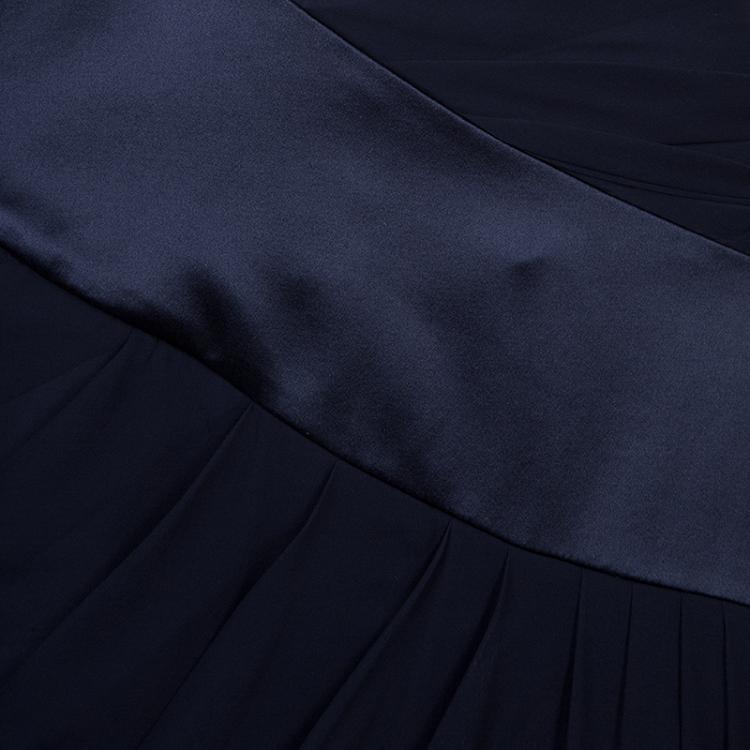 Pre Owned Prabal Gurung Black Chiffon Draped Asymmetric Skirt M