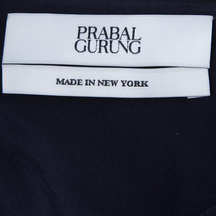 Pre Owned Prabal Gurung Black Chiffon Draped Asymmetric Skirt M