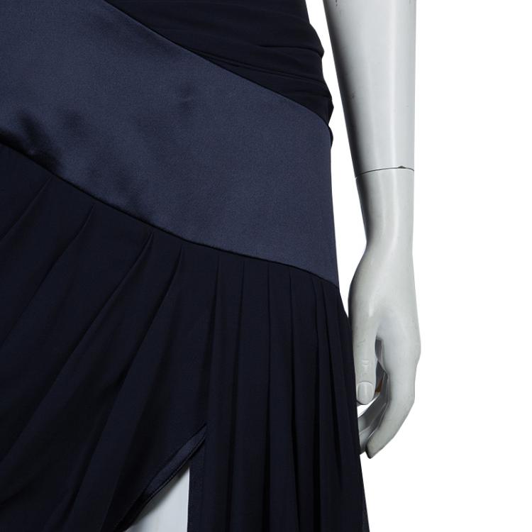 Pre Owned Prabal Gurung Black Chiffon Draped Asymmetric Skirt M/L