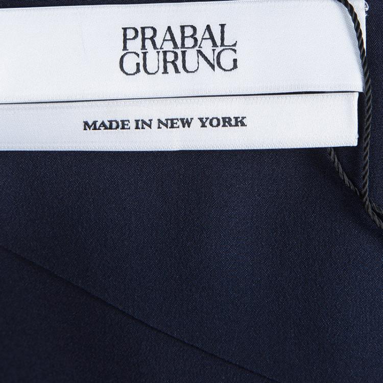 Pre Owned Prabal Gurung Black Chiffon Draped Asymmetric Skirt M/L