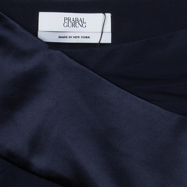 Pre Owned Prabal Gurung Black Chiffon Draped Asymmetric Skirt M/L