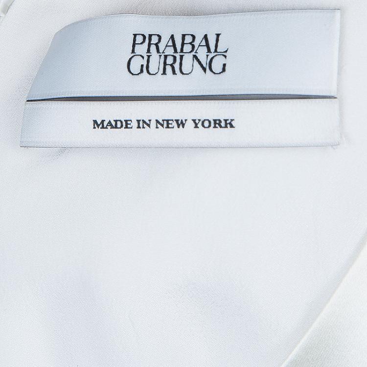 Pre Owned Prabal Gurung White Digital Floral Print Sleeveless Dress S