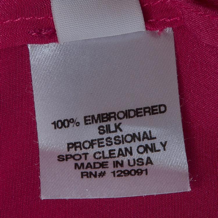 Pre Owned Prabal Gurung Pink Embellished Feather Detail Silk Dress M