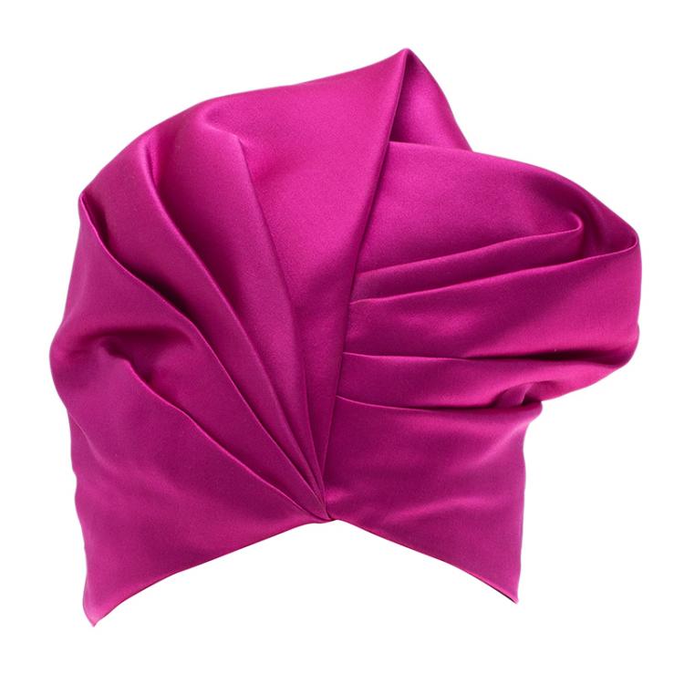 Pre Owned Prada Pink Pleated Satin Turban Size M