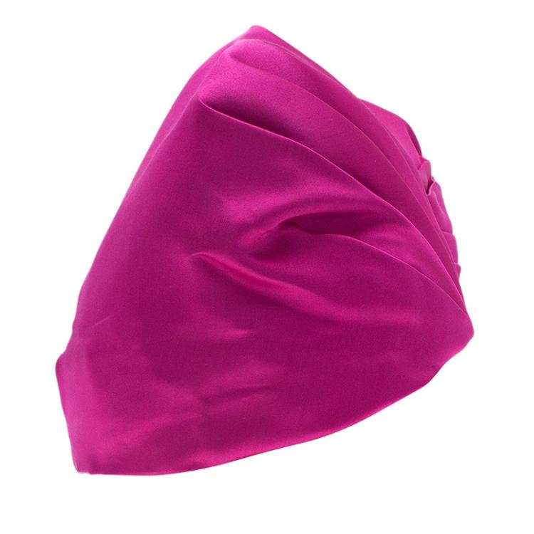 Pre Owned Prada Pink Pleated Satin Turban Size M