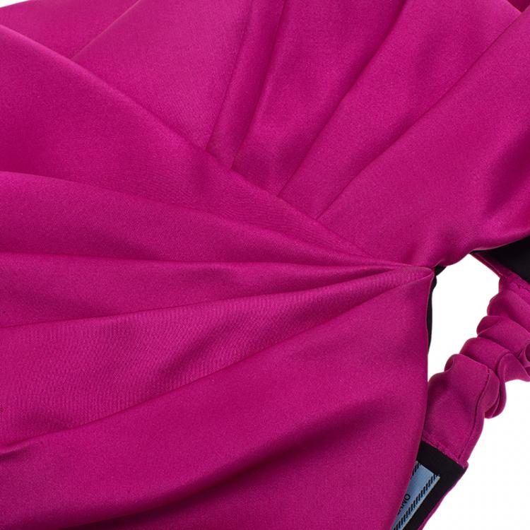 Pre Owned Prada Pink Pleated Satin Turban Size M