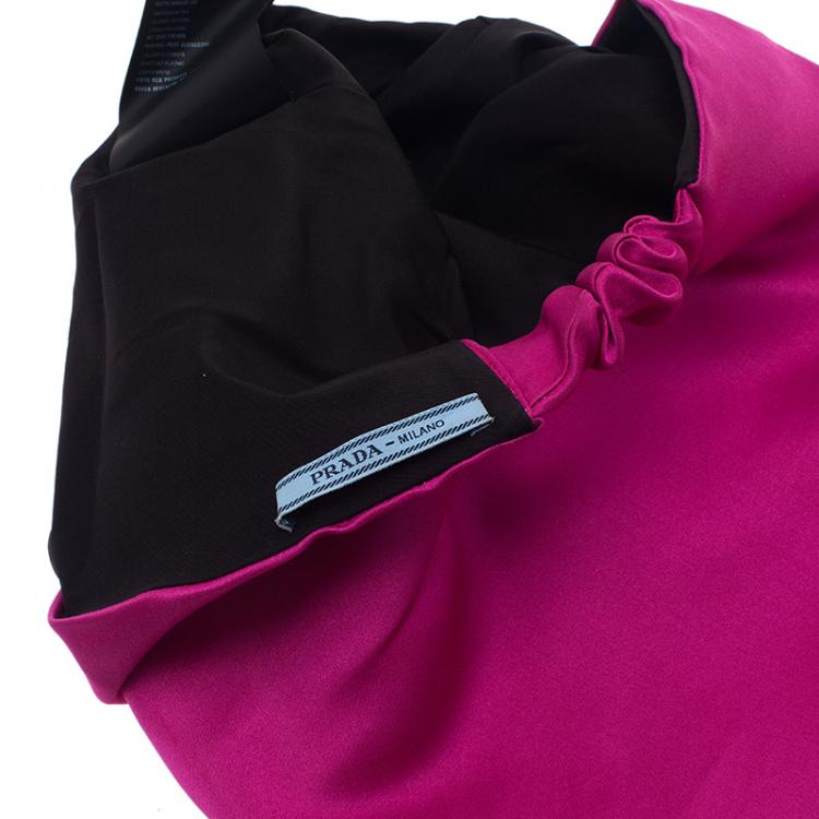 Pre Owned Prada Pink Pleated Satin Turban Size M