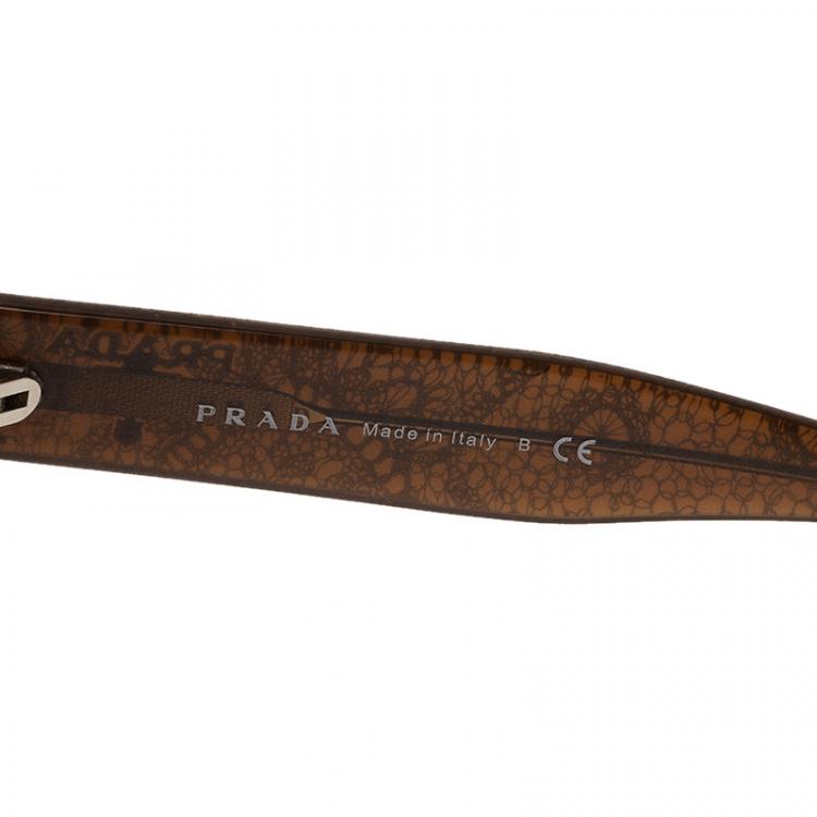 Pre Owned Prada Brown Printed SPR 17O Round Sunglasses 