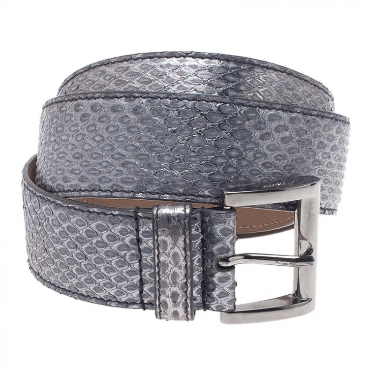 Pre Owned Prada Silver Watersnake Belt 85 CM