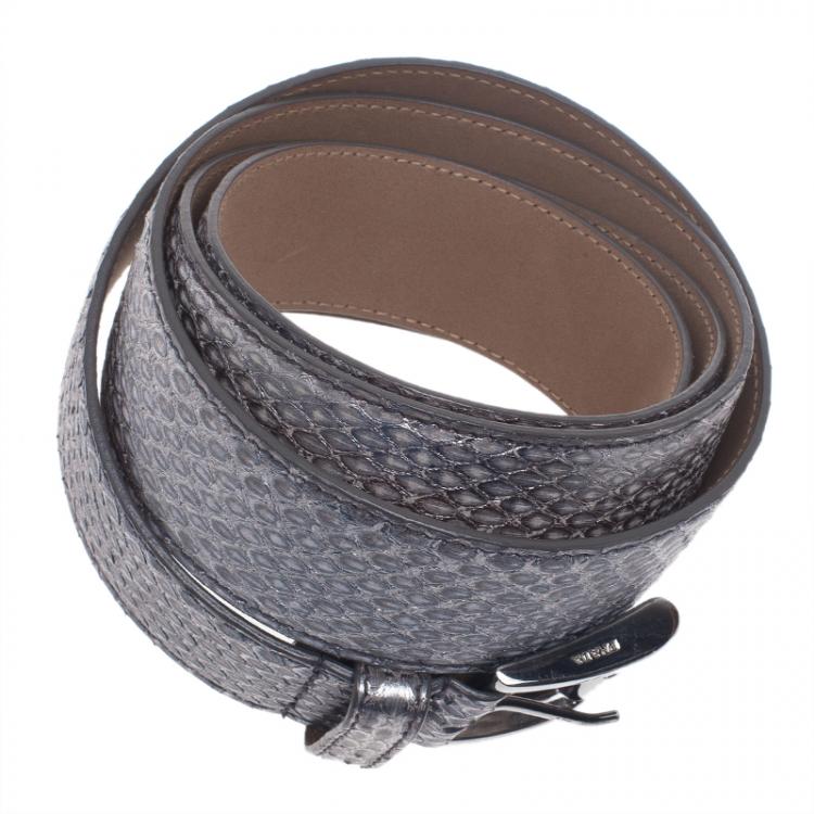 Pre Owned Prada Silver Watersnake Belt 85 CM