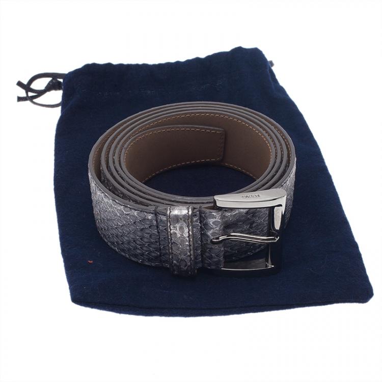 Pre Owned Prada Silver Watersnake Belt 85 CM