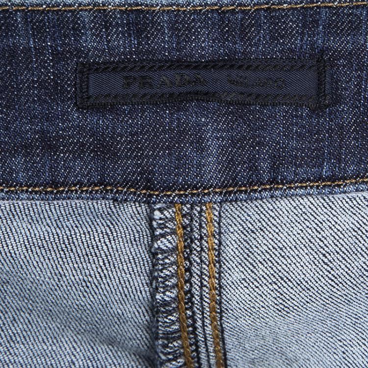 Pre Owned Prada Indigo Dark Wash Faded Effect Denim Skinny Jeans S/M