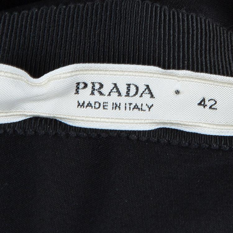 Pre Owned Prada Black Ruched Short Sleeve Dress M