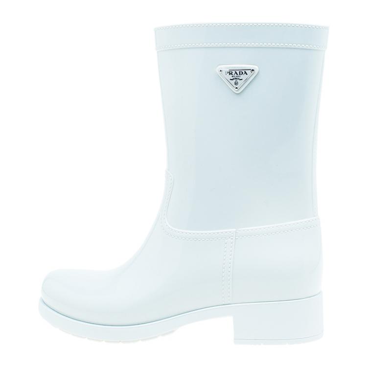 Pre Owned Prada Sport White Rubber Clay Rain Boots Size 38