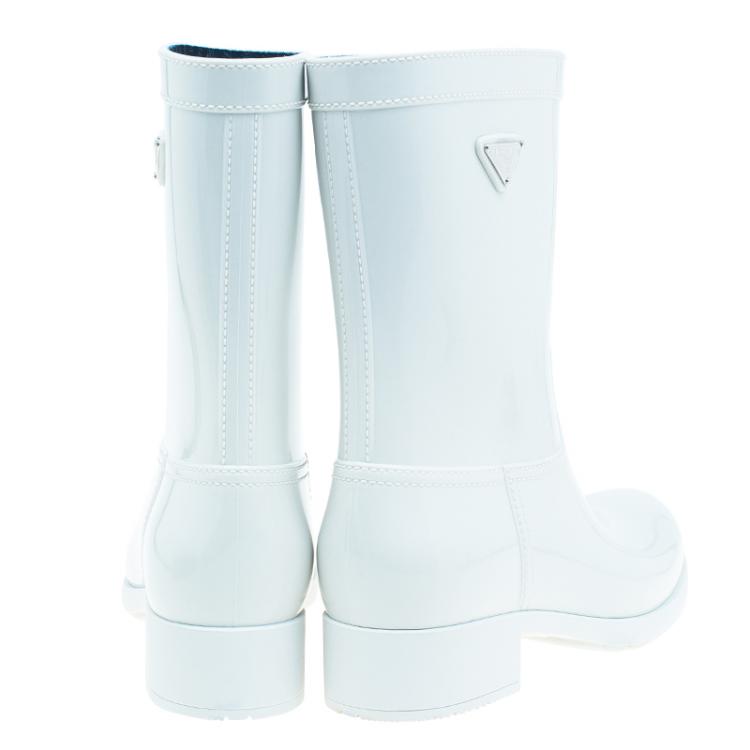 Pre Owned Prada Sport White Rubber Clay Rain Boots Size 38