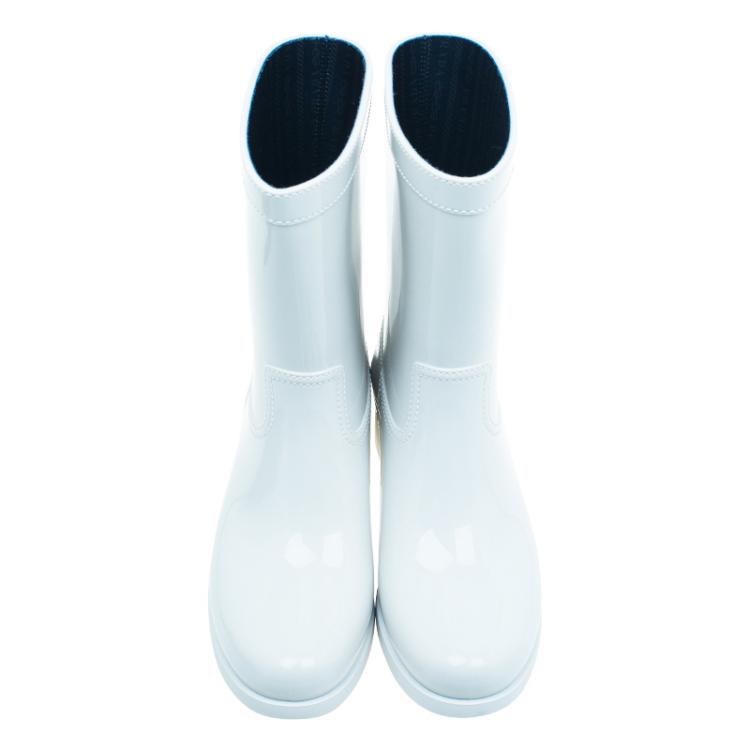 Pre Owned Prada Sport White Rubber Clay Rain Boots Size 38