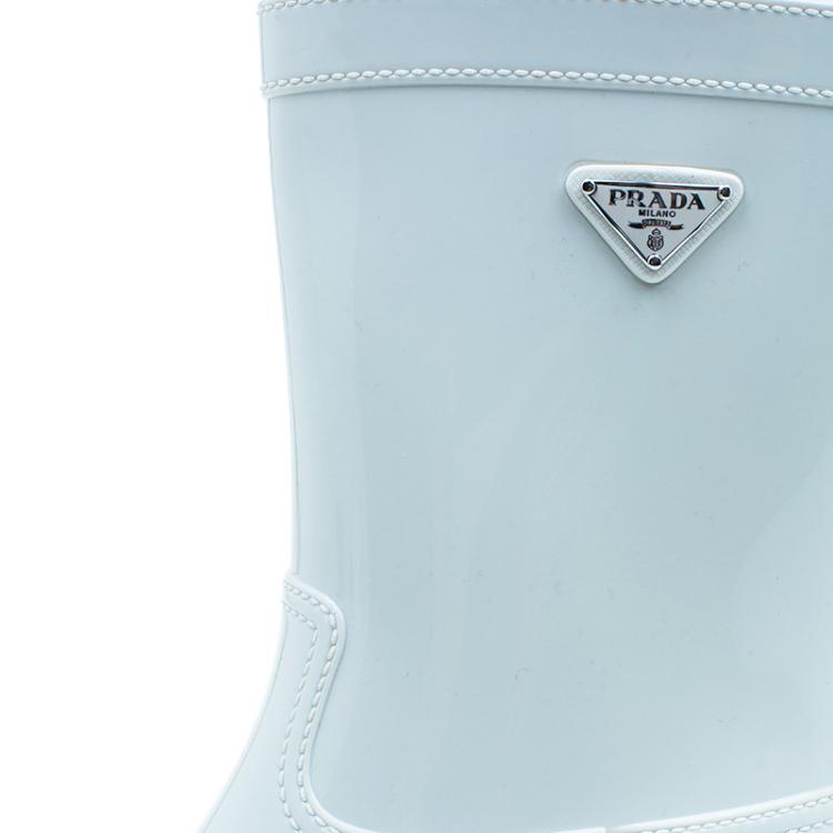 Pre Owned Prada Sport White Rubber Clay Rain Boots Size 38