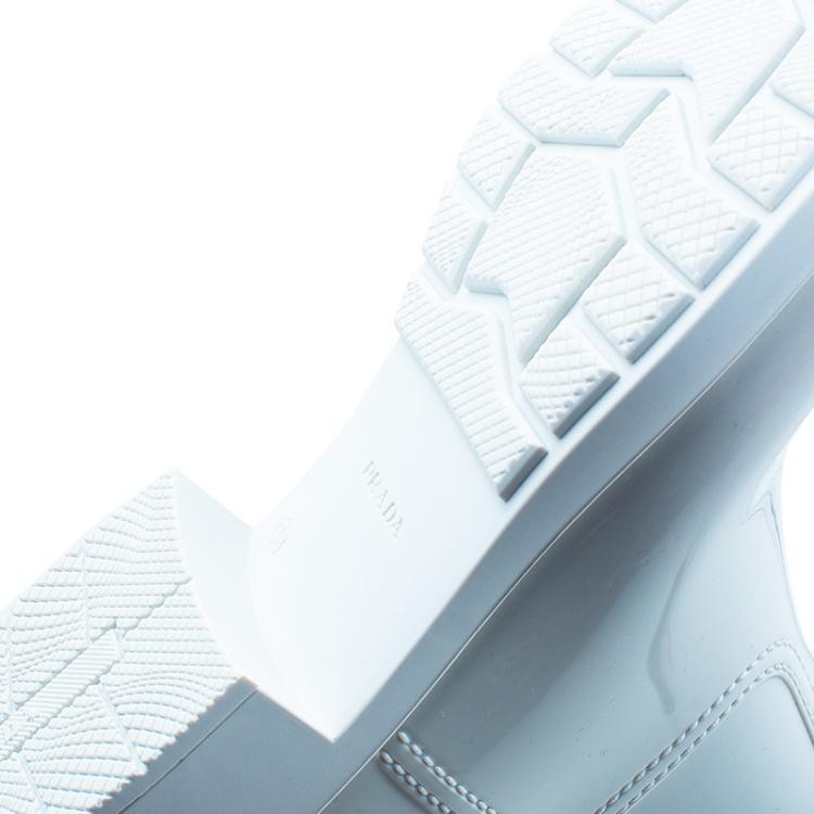 Pre Owned Prada Sport White Rubber Clay Rain Boots Size 38