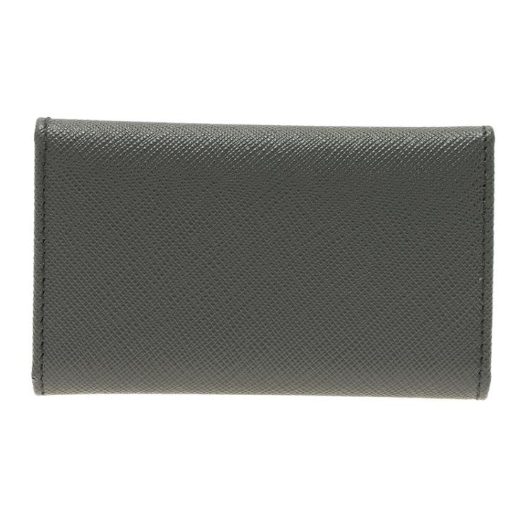 Pre Owned Prada Grey Saffiano Portachiavi 6 Ganci Ring Key Holder 