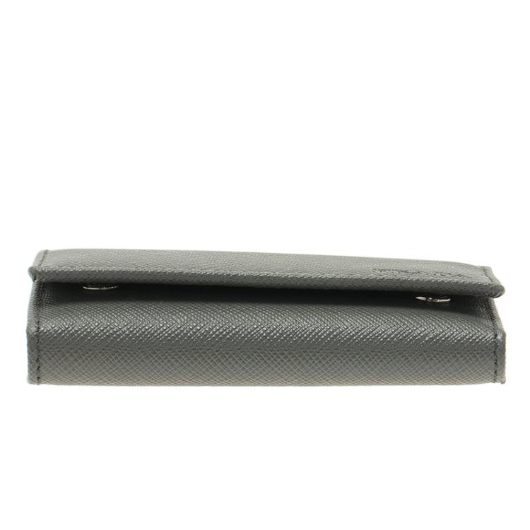 Pre Owned Prada Grey Saffiano Portachiavi 6 Ganci Ring Key Holder 