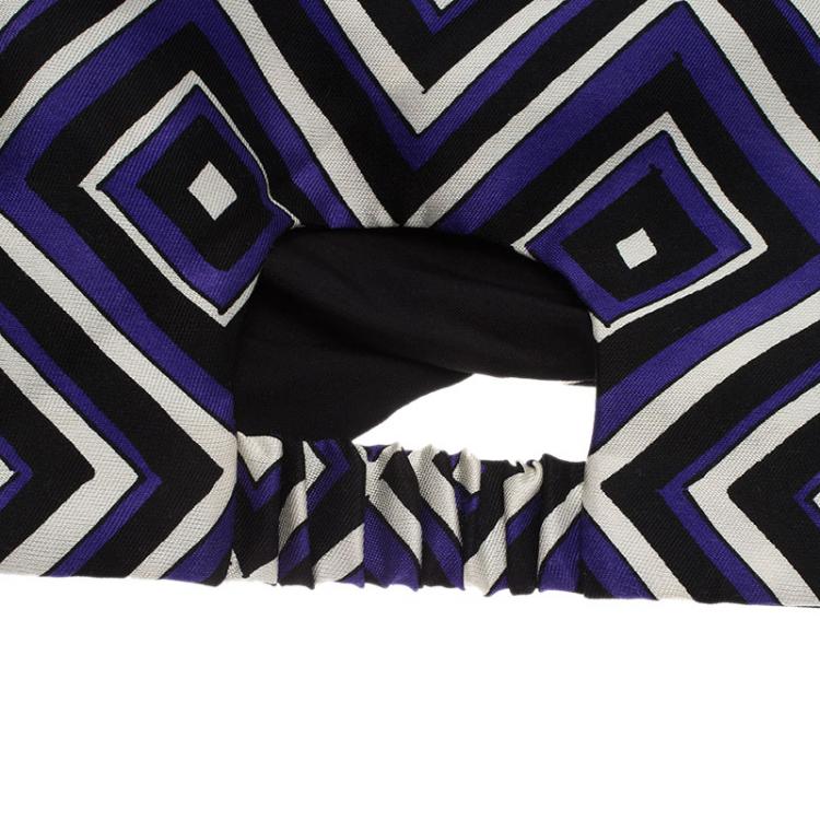 Pre Owned Prada Purple Printed Pleated Satin Turban Size M