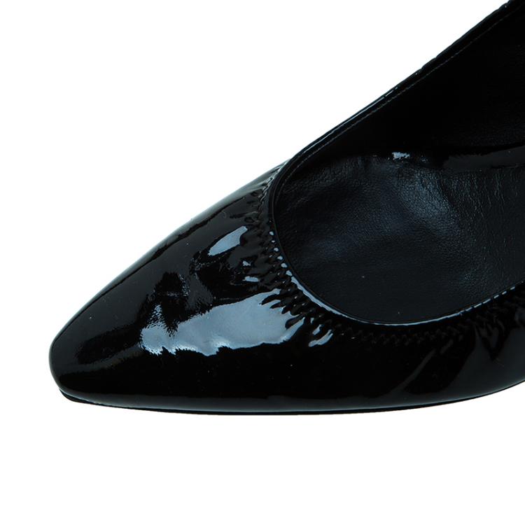 Pre Owned Prada Sport Black Patent Scrunch Pointed Toe Pumps Size 38.5