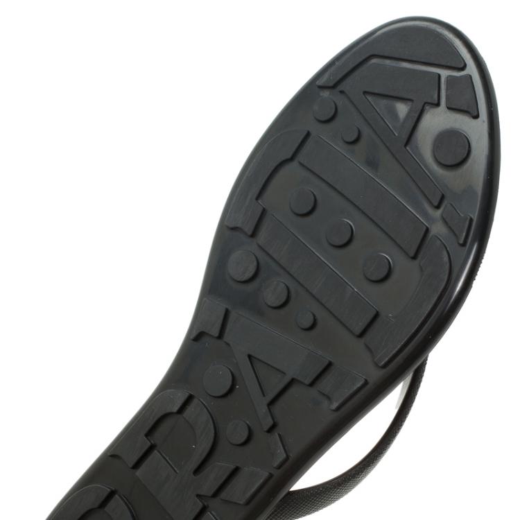 Pre Owned Prada Sport Black Crosshatched Thong Sandals Size 36