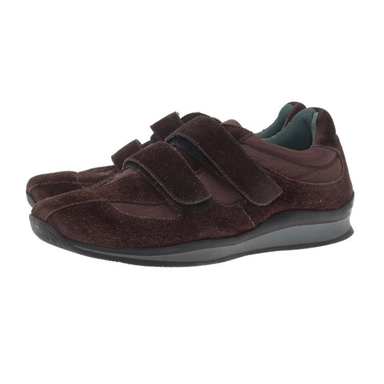 Pre Owned Prada Sport Brown Suede Velcro Sneakers Size 38.5