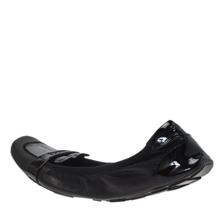 Pre Owned Prada Sport Black Patent Loafer Ballet Flats Size 38.5