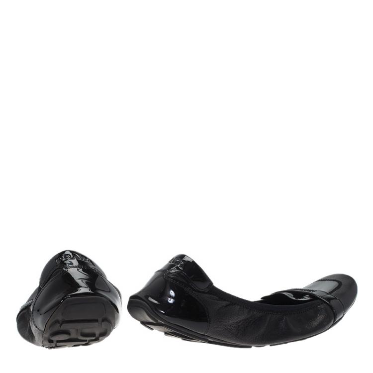 Pre Owned Prada Sport Black Patent Loafer Ballet Flats Size 38.5