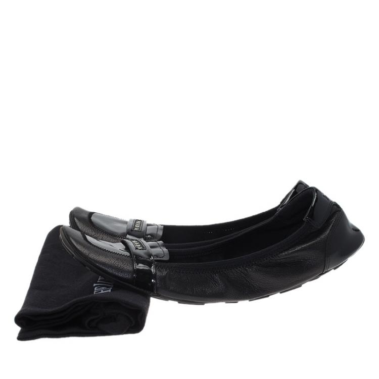 Pre Owned Prada Sport Black Patent Loafer Ballet Flats Size 38.5