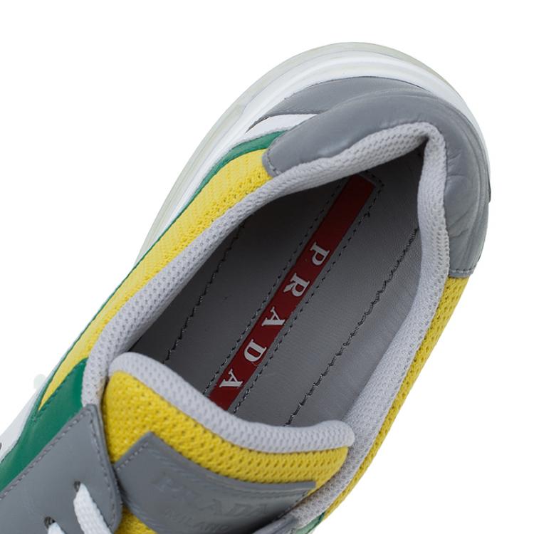 Pre Owned Prada Sport Multicolor Leather and Mesh Lace Up Sneakers Size 39.5