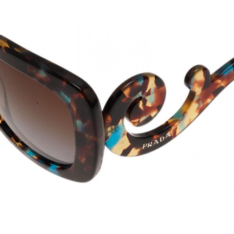 Pre Owned Prada Brown Tortoise Frame Baroque Sunglasses