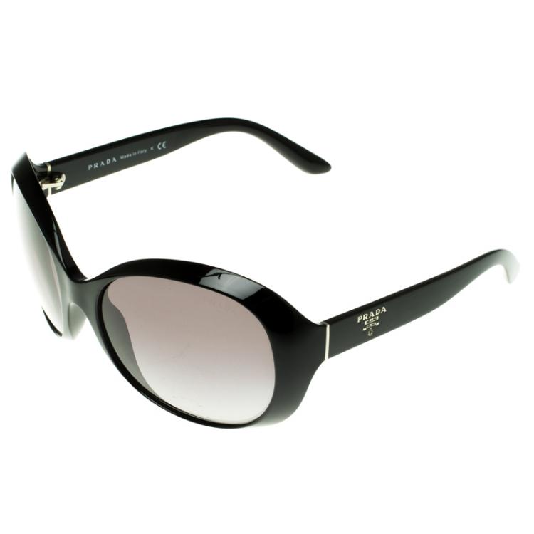 Pre Owned Prada Black SPR 04O Oversized Sunglasses