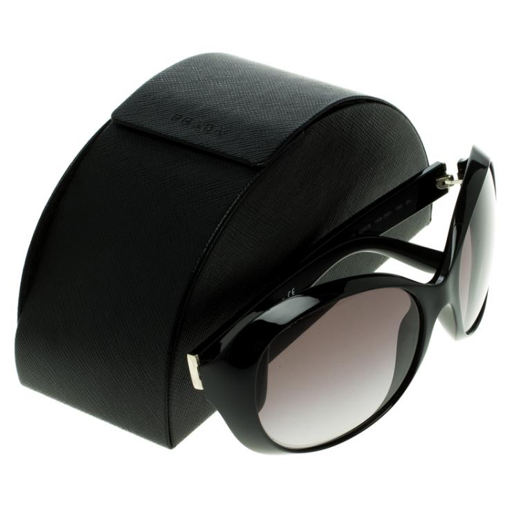Pre Owned Prada Black SPR 04O Oversized Sunglasses