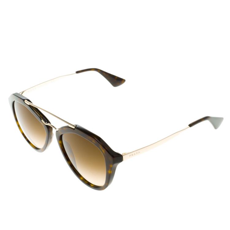 Pre Owned Prada Brown Tortoise Frame SPR 12Q Cinema Sunglasses 