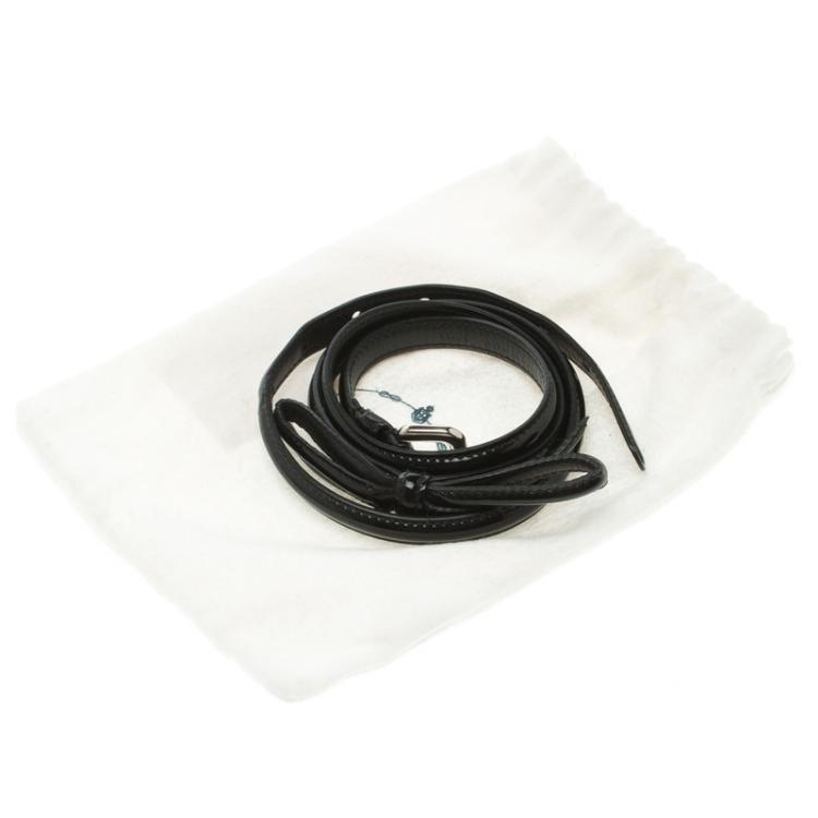 مملوكة مسبقًا Prada Black Patent Leather Bow Skinny Belt 80 CM