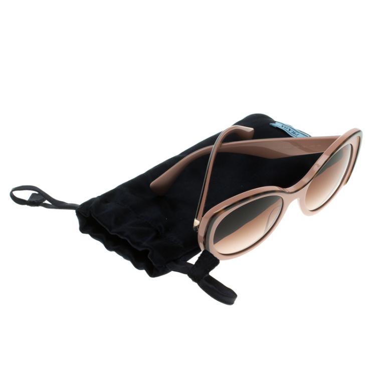 Pre Owned Prada Pink and Black SPR 12P Cat Eye Sunglasses