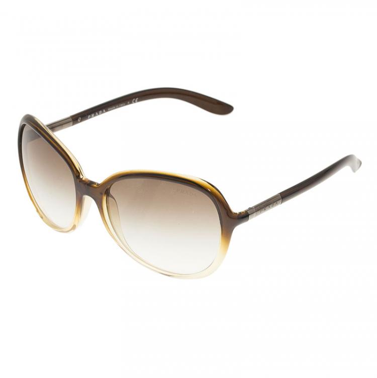 Pre Owned Prada Brown Oversized Square Sunglasses