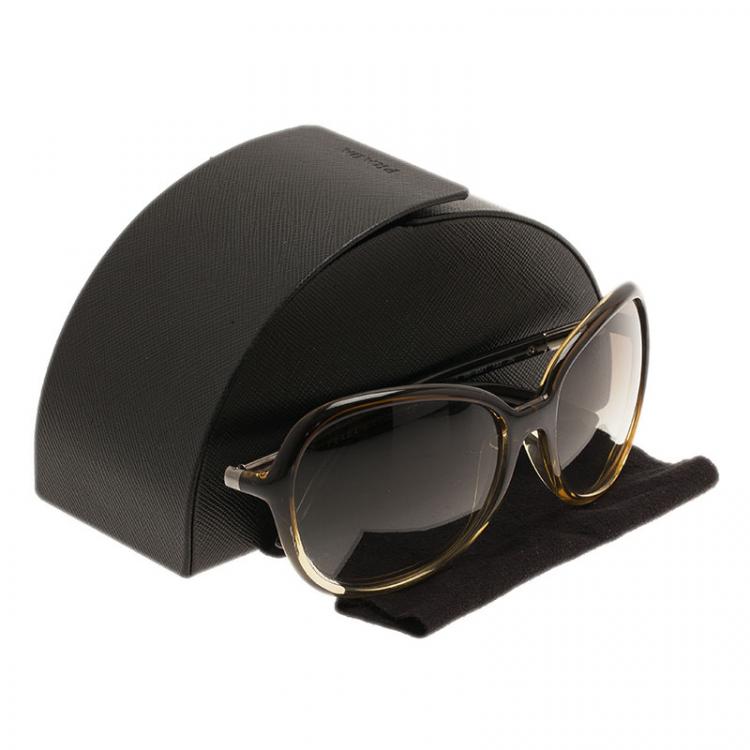 Pre Owned Prada Brown Oversized Square Sunglasses